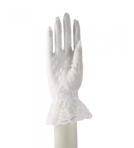 Lace Gloves Wrist Ruffle White