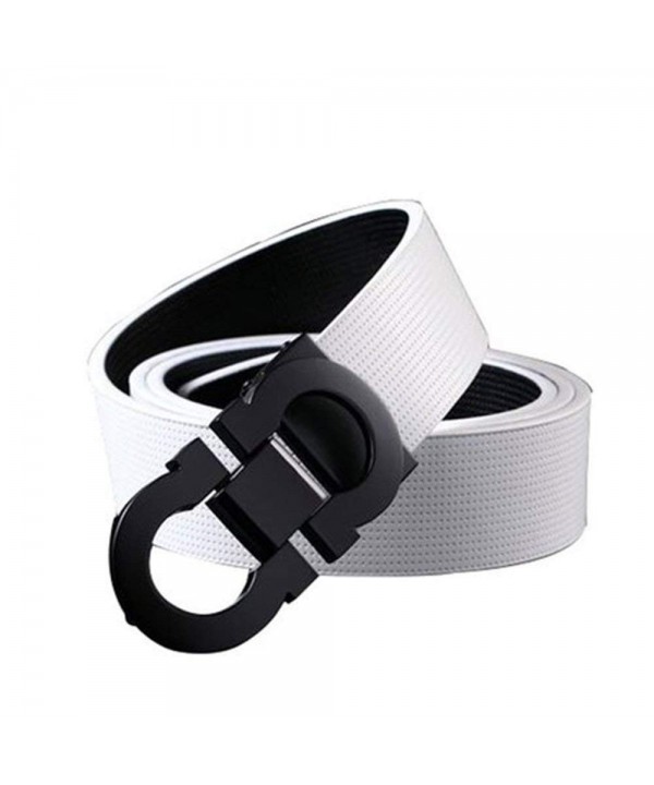 Smooth Leather Buckle 110 115cm White Black