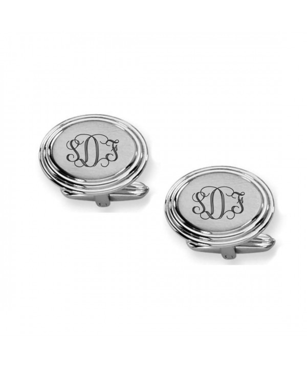 Personalized Silver Beveled Cufflinks Engraved