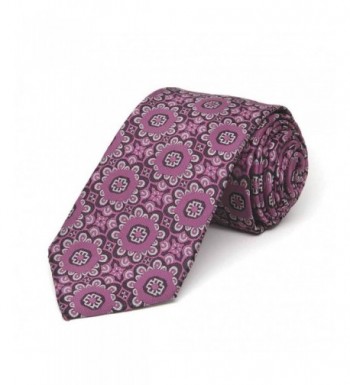 TieMart Magenta Floral Pattern Necktie