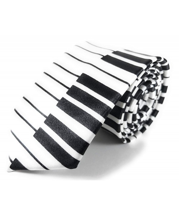Black White Piano Skinny Necktie