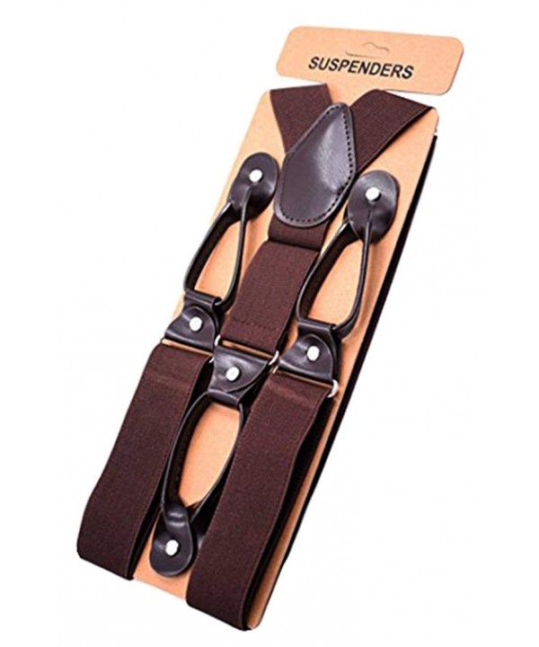 MENDENG Leather Tuxedo Suspenders Elastic