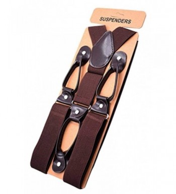 MENDENG Leather Tuxedo Suspenders Elastic