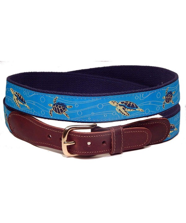 Preston Leather Turtle Belt Blue