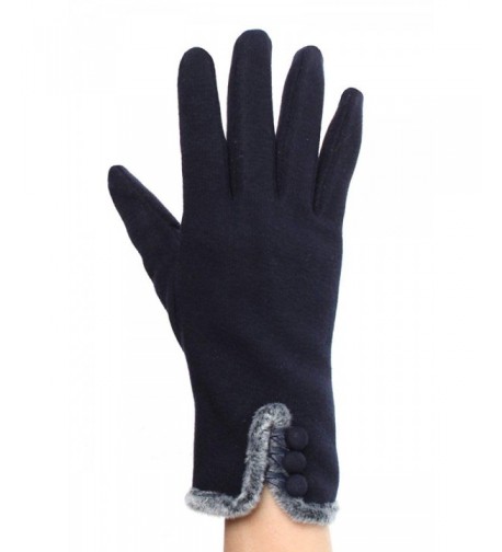Womens Touchscreen Trimmed Button Gloves