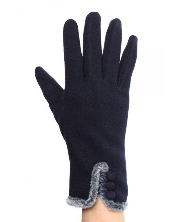 Womens Touchscreen Trimmed Button Gloves