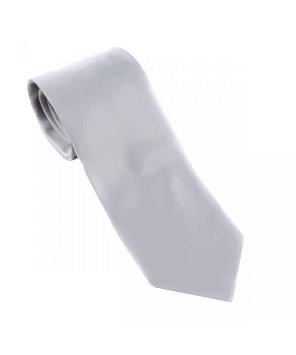 Mens Solid Neck Tie Silver