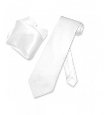 Biagio Solid WHITE NeckTie Handkerchief