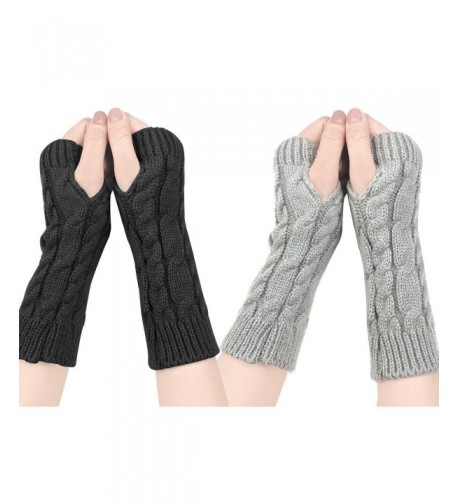 Womens Cable Knit Fingerless Glove