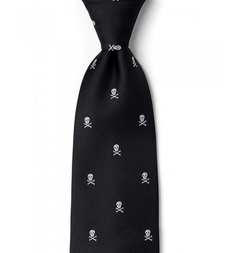 Black Microfiber Skull Crossbones Necktie