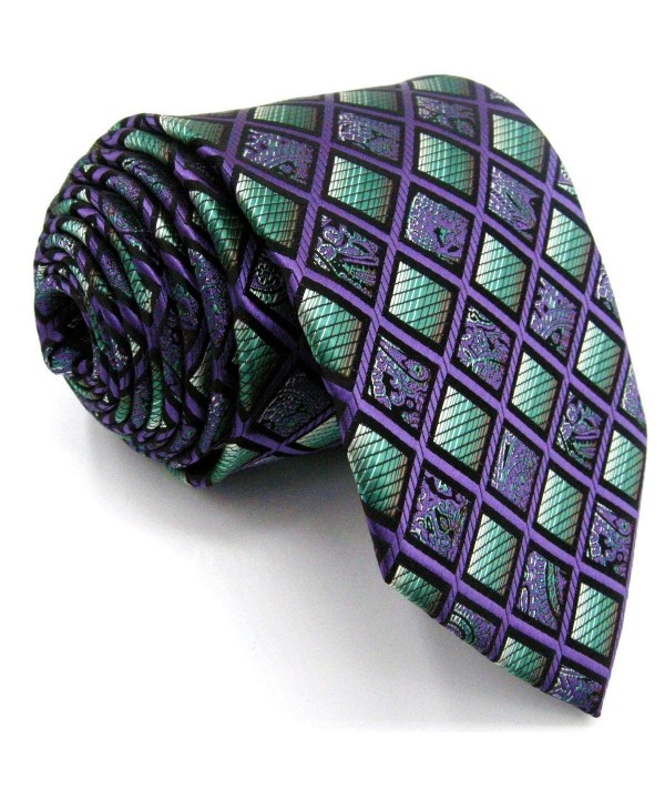 Shlax Checkered Purple Green Neckties