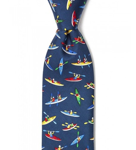 Navy Blue Silk Kayaks Necktie