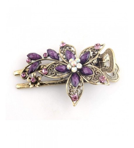 Flower Crystal Jewelry Hairpins Purple