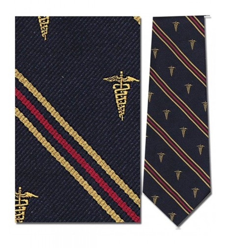 Stripe Caduceus Medical Necktie Neckwear
