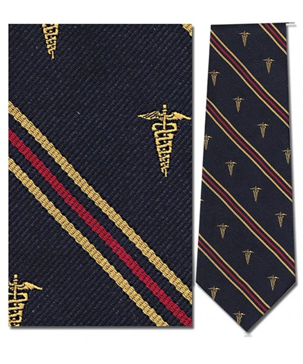 Stripe Caduceus Medical Necktie Neckwear