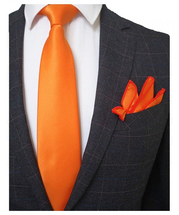 JEMYGINS Orange Necktie Pocket Square