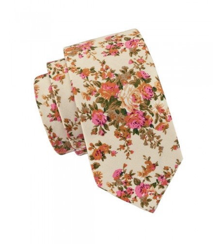 Floral Beige Cotton Neckties Casual