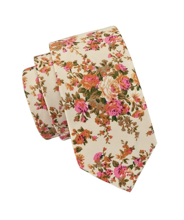 Floral Beige Cotton Neckties Casual Floral Beige Cotton Neckties Casual