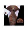 CAOFENVOO Paisley Brown Handkerchief Cufflinks