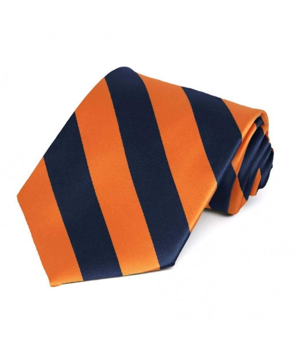 Navy Blue Orange Striped Tie