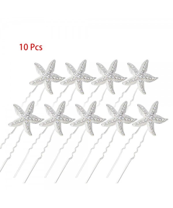 Rhinestone Starfish Hairpin U shaped Accessory