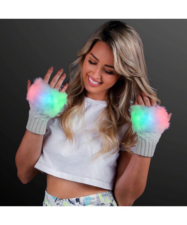 LED Fuzzy Fingerless Glow Gloves