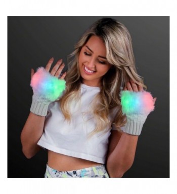 LED Fuzzy Fingerless Glow Gloves
