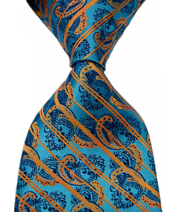 Mr ZHANG Striped Turquoise JACQUARD Necktie