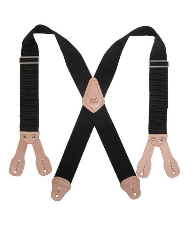 CTM Non Elasticized Button Suspenders Black