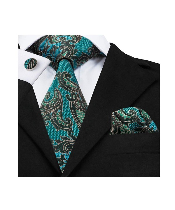Turquoise Paisley Necktie Cufflinks Business