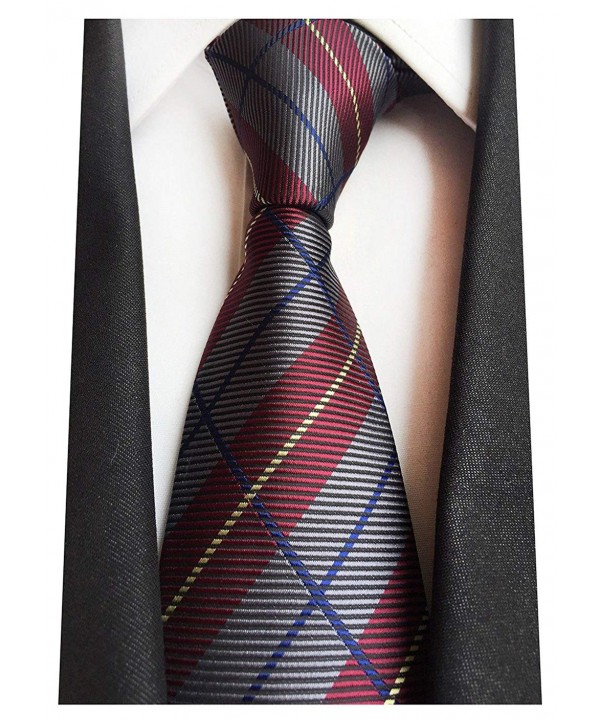 MENDENG Classic Plaids Jacquard Necktie