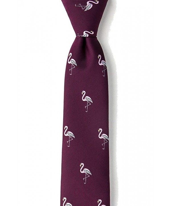 Hipster Flamingos Tropical Necktie Burgundy
