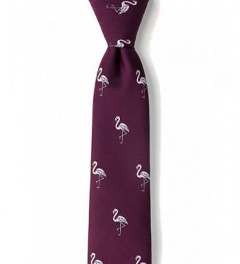 Hipster Flamingos Tropical Necktie Burgundy