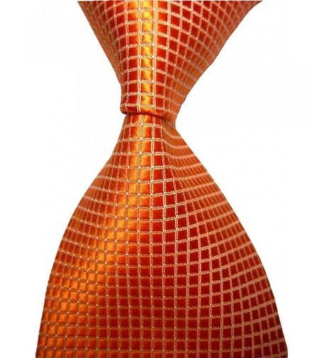 Orange Checked Jacquard Woven Necktie