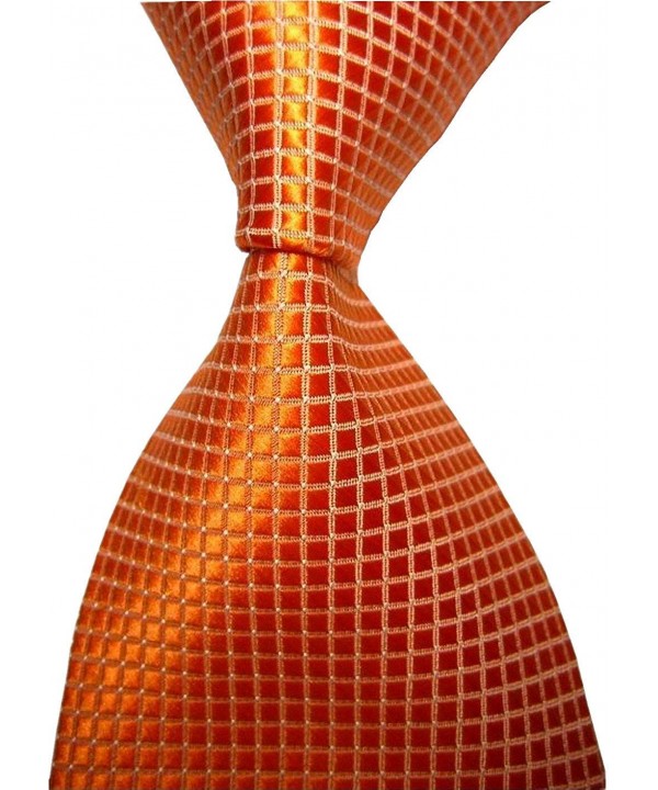 Orange Checked Jacquard Woven Necktie