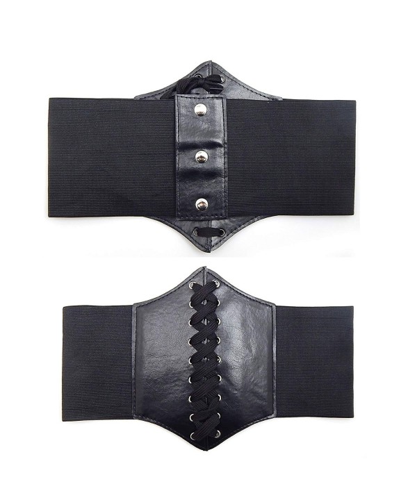 Black Faux Leather Elastic Fashion
