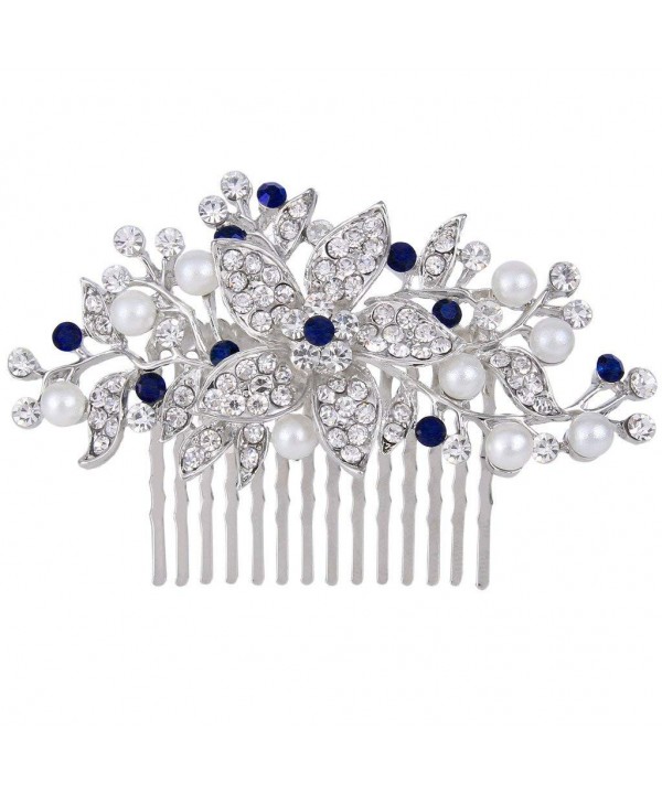 EVER FAITH Silver Tone Simulated Sapphire Color EVER FAITH Silver Tone Simulated Sapphire Color