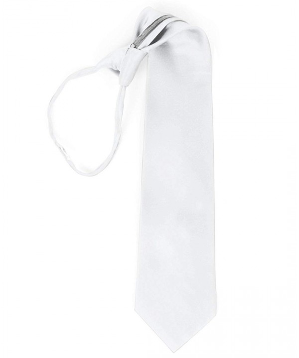 Lorenzo Solid Color Zipper Ties White