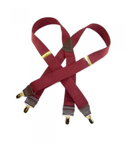 Burgundy Suspenders patented No Slip Gold tone
