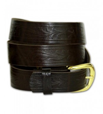 Tooled Leather Western Belt Brown