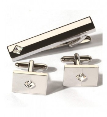 Digabi Platinum Rectangle Crystal Cufflinks