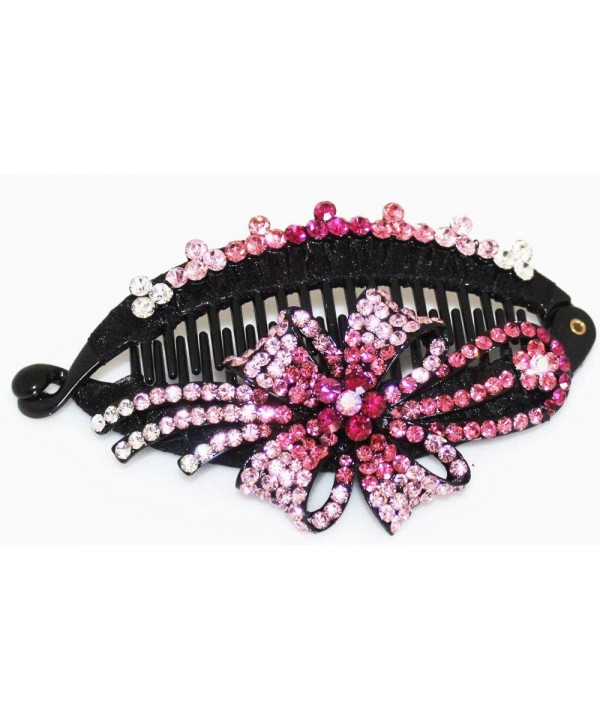 Banana Clip Beautiful Crystals Fuchsia