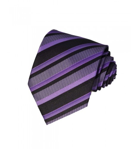 AVANTMEN Classic Striped Necktie Tie_Purple