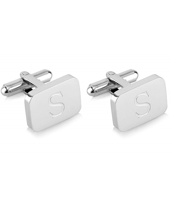 White Gold Stainless Cufflinks Personalized Lux