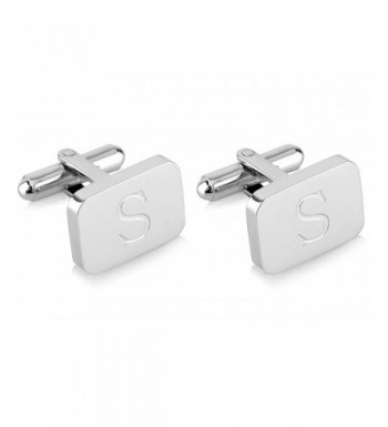 White Gold Stainless Cufflinks Personalized Lux