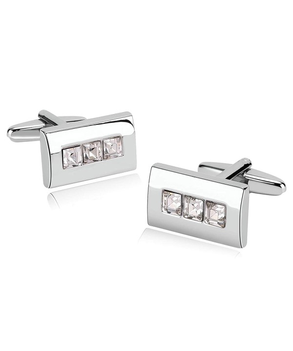 KnSam Stainless Cufflinks Rectangle Zirconia