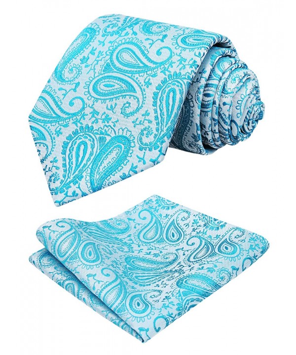 Alizeal Paisley Pocket Square Turquoise