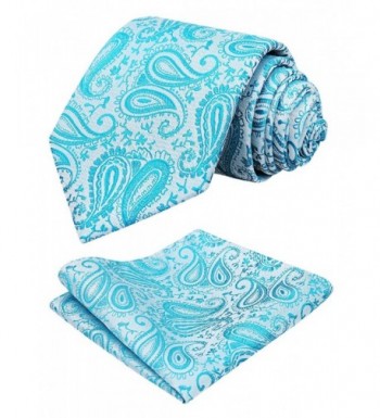 Alizeal Paisley Pocket Square Turquoise
