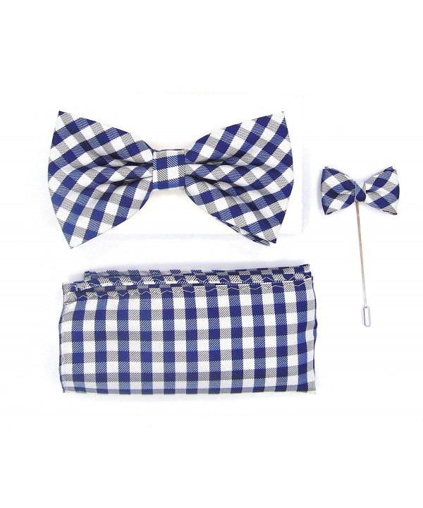 Mens Handkerchief Lapel Blue Checkered