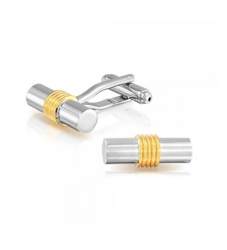 Bling Jewelry Stainless Grooved Cufflinks